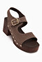 Cleo Brown Suede Belted Platform Heeled Women's Sandals