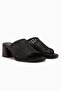 Luzia Genuine Leather Black Hand-Knitted Heeled Women's Slippers - 5