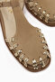 Kiera Genuine Leather Beige Suede Belted Women's Sandals - 4