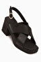 Hena Black Cross-Strapped Heeled Women's Sandals