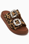 Esila Genuine Leather Leopard Stone Women's Slippers