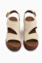 Olea Genuine Leather Beige Wedge Heeled Women's Sandals - 4