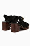 Cleo Black Suede Belted Platform Heeled Women's Sandals - 6