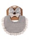 -Camila Ribbons Headband & Baby Bib Set - Grey - 2