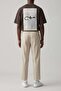 Men's Relaxed Fit Pleated Detailed Premium Fabric Trousers Beige - 4