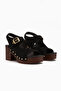 Cleo Black Suede Belted Platform Heeled Women's Sandals - 3