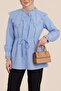 Baby collar scalloped waist lace modal tunic - blue - 4