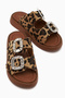 Esila Genuine Leather Leopard Stone Women's Slippers - 5