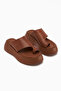 Carol Genuine Leather Tan Flip-Flops Women's Slippers - 3