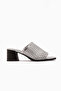 Luzia Genuine Leather Silver Hand Knitted Heeled Women's Slippers - 2