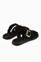 Joella Black Suede Buckle Women's Slippers - 5