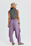Double Breasted Front Detail Elastic Waist Loose Trousers - 4