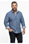 Blue Oxford Cotton Woven Collar and Cuff Pattern Detailed Oversized Shirt - 3