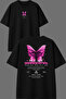 You Are Butterfly Design Front and Back Printed Black Oversize T-Shirt