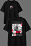Red Tokyo Design Front and Back Printed Black Oversize T-Shirt