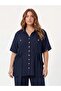 Women's Plus Size Jacket and Pants Two-Piece Set with Waist Tie Detail, Navy Blue - 2