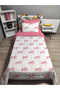 Quilted Ribbon Bow 4-Piece Set (100% Cotton 100X200 with Elastic Sheets) Single Bedspread Set - 2