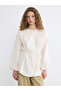 Ecru Hakim Collar Belted Women's Shirt Tunic - 3