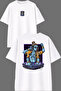 4 Arms Dj Design Front and Back Printed White Oversize T-Shirt