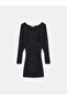 91648 V-Neck Gathered Mini Dress-Black - 5