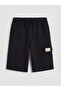 Black Elastic Waist Boy's Cargo Shorts