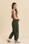 Double Breasted Front Detail Elastic Waist Loose Trousers - 7