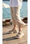 Skin High Sole Double Velcro Two-Stripe Summer Women's Wedge Heeled Sandals - 7