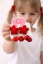 Girl's Cherry Figured Red Flower Detailed Double Hair Clip with Clasp