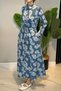 Patterned Button Detail Dress 13296 Blue - 2