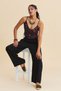 Double-Breasted Women's Viscose Trousers with Crossed Waist Belt - 7