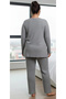 Women's Plus Size Long Sleeve High Waist Ribbed Crew Neck Pocket Set - 4