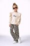 Girl's "Stay Chic" Ruffle Sweatshirt and Zebra Patterned Trousers Set 50041Krem