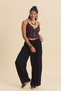 Double-Breasted Women's Viscose Trousers with Crossed Waist Belt - 3