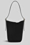 Luna Canvas Black Bucket Shoulder Bag - Adjustable Shoulder Strap, Gold Accessories - 6