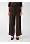 Brown Textured Women's Trousers with Elastic Waist - 2
