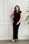 Padded Long Dress with Gathered Detail