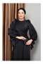 Modest Evening Dress - Black - - 3