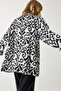 Patterned Viscose Kimono Len0004 Black and White - 4