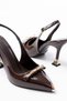 Women's Heel Shoes with Gold Toe and Buckle Details, Brown Patent Leather 794 - 3