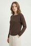 Brown Boat Neck Blouse with Stone Detail 8364 - 2