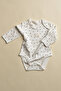 Embroidered Long Sleeve Snap Fastener Baby Bodysuit - 2