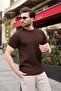 Brown Crew Neck Ribbed Men's T-Shirt E7474 - 5