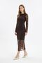 Rochie lungă maro tip creion 8517A