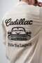 Men's Cadillac Embroidered Long Sleeve Linen Oversize Shirt Beige - 5