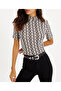 Women's Stone Half Fisherman Patterned Short Sleeve Blouse App1199 - 2