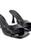 Sylvia Black Patent Leather Heeled Square Toe Women's Slippers - 7