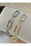 Zircon Stone Geometric Bracelet (Steel) Silver