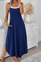 Women's Round Neck Rope Strap Long Viscose Dress - 2