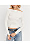 Women's Ecru Boat Neck Blouse App1254 - 4