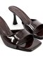 Sylvia Bitter Brown Patent Leather Heeled Square Toe Women's Slippers - 5